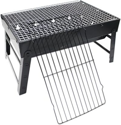 Portable BBQ Grill with Foldable Stand Stainless Steel Construction - Image 3